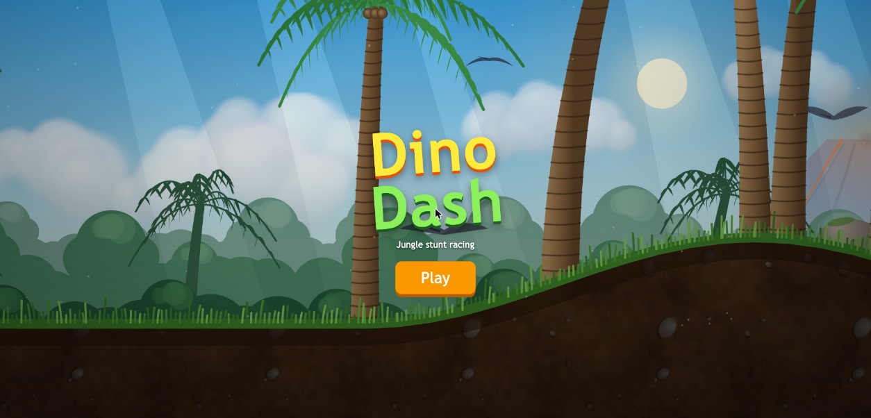 Dino Dash title screen in a jungle
